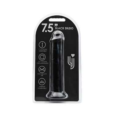 Realistic Black Suction Cup Dildo - Elegantly packaged 7.5-inch black suction cup dildo made from high-quality TPE, designed for luxurious experiences.